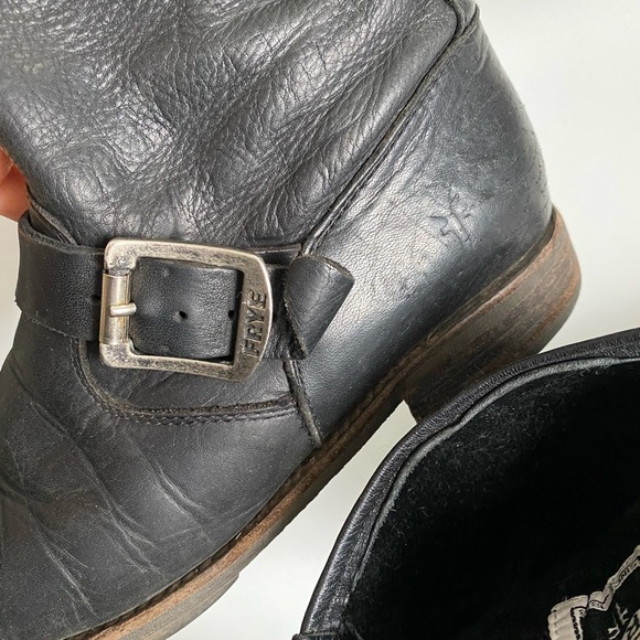 Frye Veronica Short Engineer/ Moto Black Leather Boots - Picture 7 of 9